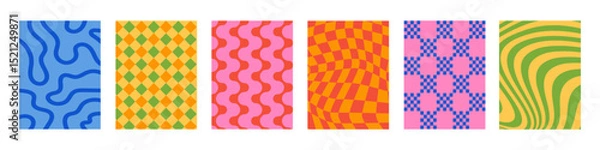 Fototapeta Set of Abstract vertical geometric backgrounds with colorful shapes and forms. Trendy vector illustration in style retro