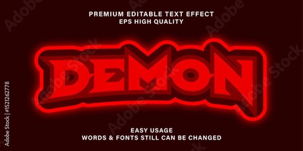 Fototapeta Editable text effect demon, 3d horror and shiny font style