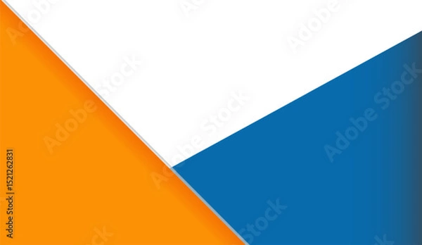 Fototapeta Dynamic Orange Blue and White Abstract Angled Backdrop for Modern Presentations, Clean Geometric Design with Vibrant Colors and Contemporary Style for Digital Projects