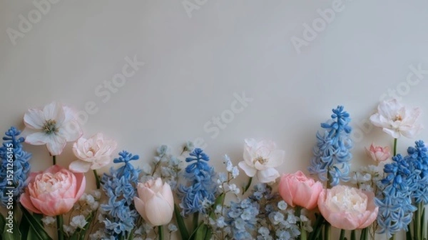 Fototapeta Elegant Arrangement of Colorful Flowers on Soft Background Evoking Serenity and Beauty in Floral Design