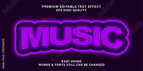 Fototapeta Music editable text effect editable party and dance text style