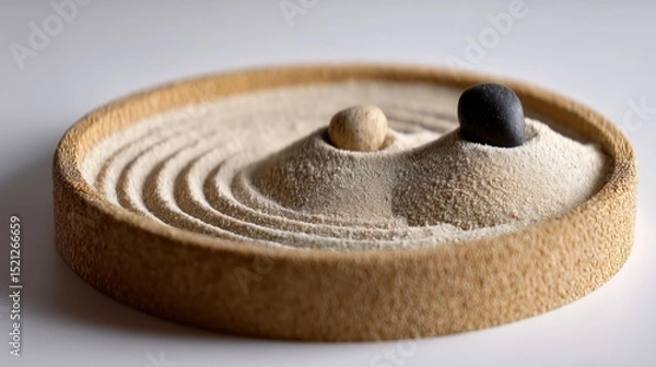 Fototapeta Tranquil Zen Garden with Sand and Stones for Meditation and Mindfulness Practice