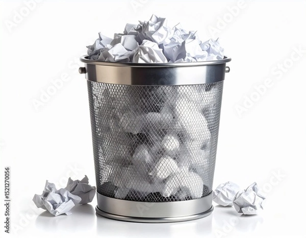 Obraz trash bin with crumpled paper