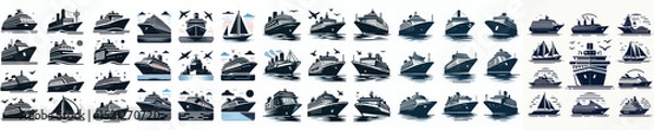 Obraz Vector set image silhouette of cruise ship