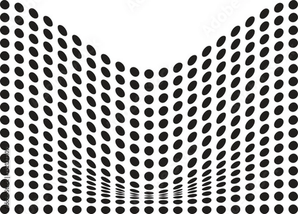 Fototapeta Curved vector distorted Grid of Dots An Optical Illusion