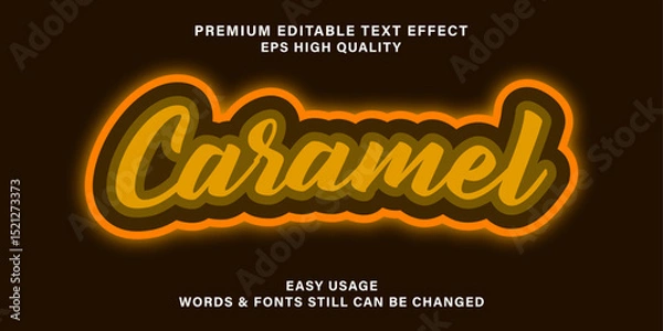 Fototapeta Caramel candy text effect editable sugar and dessert font style