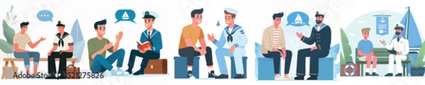 Obraz vector young man talking to sailor