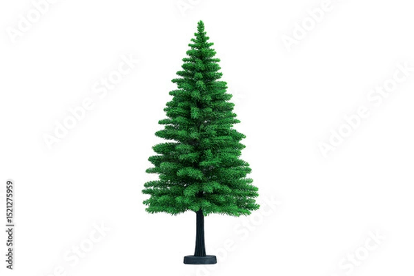 Fototapeta Tall, artificial Christmas tree with lush green branches stands on sturdy base, perfect for festive decorations. Its realistic appearance adds touch of holiday spirit to any space