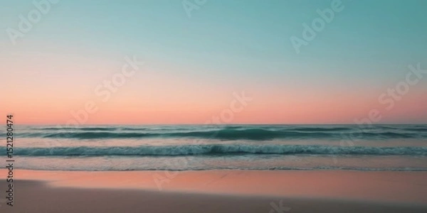 Obraz Serene Sunset Over Calm Ocean Waves with Beautiful Pastel Colors and Tranquil Beach Scene at Dusk