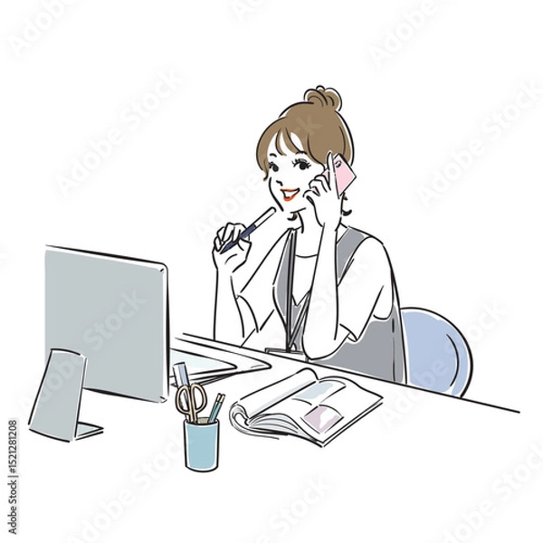 Obraz お団子ヘアのかっこいいビジネスウーマン