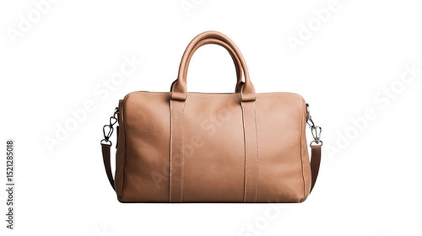 Obraz Stylish brown leather duffel bag on a transparent background  