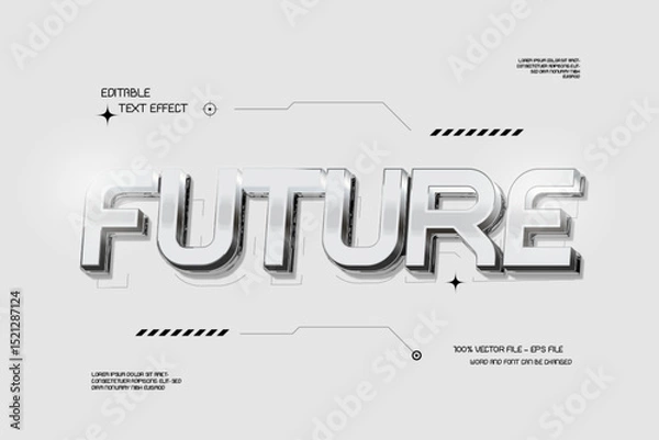 Fototapeta Future Tech 3d Editabel Text Effect 
