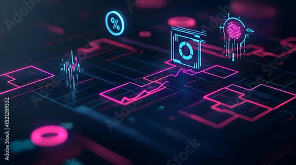 Obraz Abstract Futuristic Digital Data Visualization Design