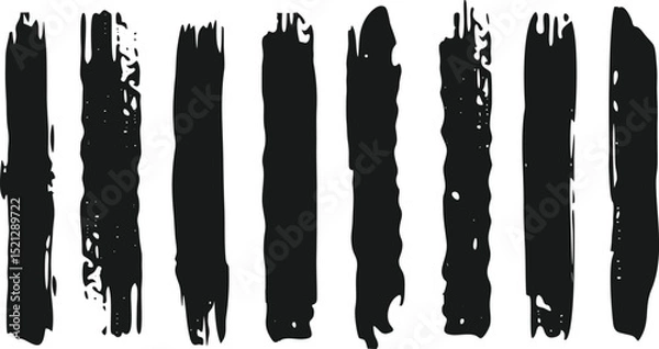 Fototapeta Set of Grunge Brush Strokes, Black set paint, ink brush, brush strokes, brushes, lines, frames, box, grungy. Grungy brushes collection. Brush stroke paint boxes on white background - stock vector.