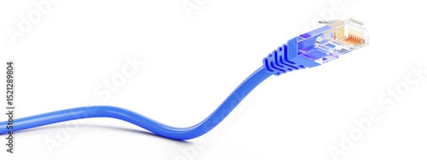 Obraz Ethernet cable. LAN, network, Internet concept. RJ45 cord isolated on white 3d illustration