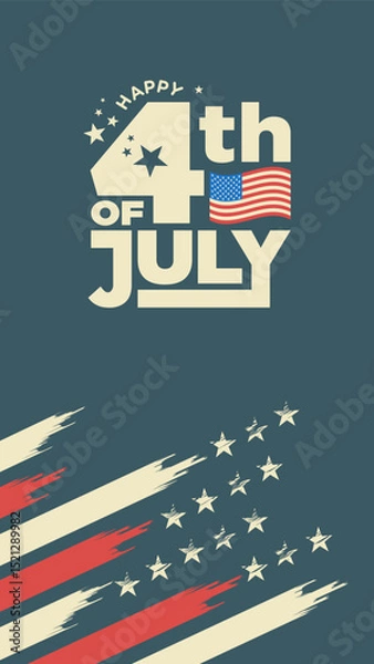 Fototapeta Retro Abstract Patriotic Grunge Distressed 
American Flag Background for 4th of July 
Independence Day logo text banner vertical 
vector illustration. United States of America