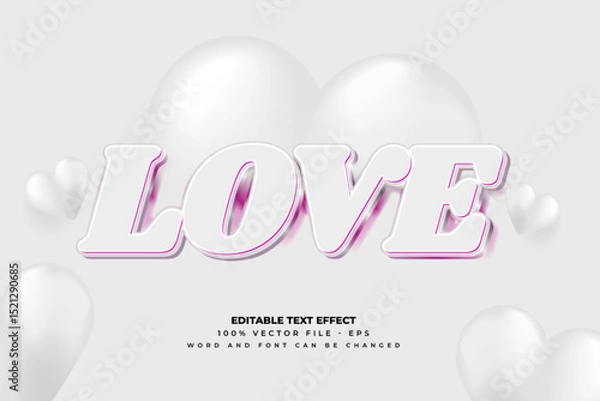 Obraz Romantic 3D Love Editable Text Effect with Soft Heart Background