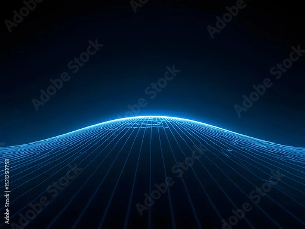 Fototapeta Digital Blue Landscape: A futuristic, abstract digital landscape, with glowing blue lines converging into a central point, offering a sense of depth and innovation.
