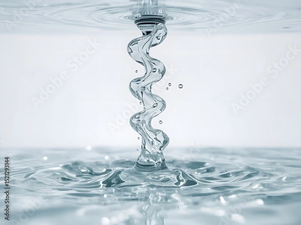 Fototapeta Flowing Water in Artistic Form: An artistic, high-definition shot captures the essence of water, frozen in a moment of dynamic flow. The image depicts a single stream of water.