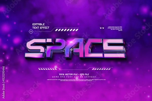 Obraz Futuristic Chrome Space Text Effect - Editable Text Effect