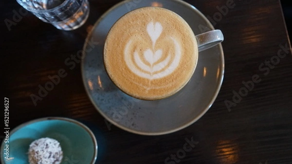 Fototapeta Cappucino mit zwei Herzen, Kaffeetasse