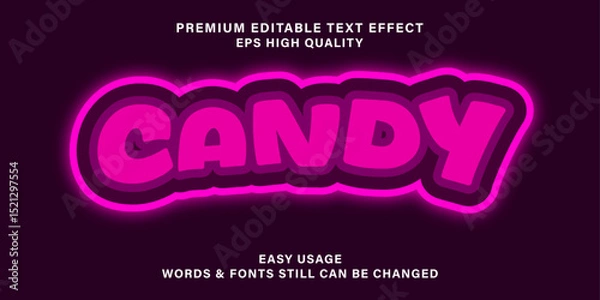 Fototapeta Candy text effect editable pink and soft text style