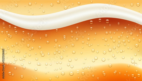 Obraz Lager, realistic background golden craft beer with foam and bubbles.