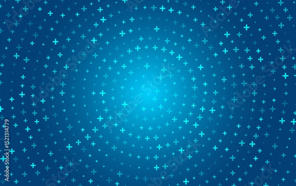 Obraz Blue Math Symbols Pattern. Abstract Plus Signs Circles Background. Mathematical Design Elements. Medical Technology Digital Background. Vector Illustration