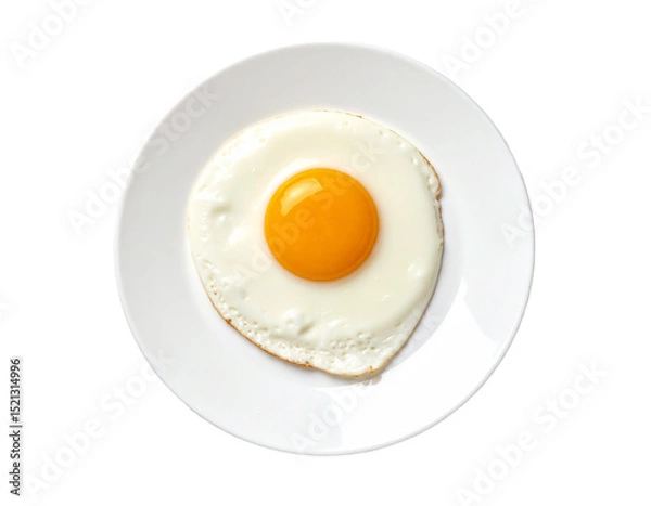 Obraz Fried eggs on plate, top view isolated on transparent background