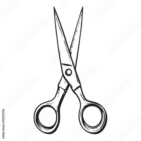 Fototapeta Silhouette of Scissor case minimalist flat illustration, featuring a clean design isolated