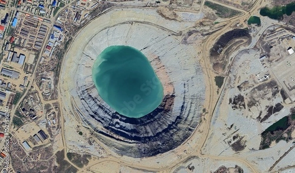 Obraz Mir Mine, Russia: High-Resolution Aerial View Highlighting Environmental Impact