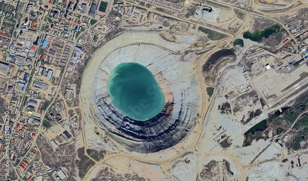 Obraz Mir Mine, Russia: High-Resolution Aerial View Highlighting Environmental Impact