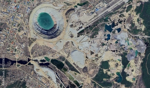 Obraz Mir Mine, Russia: High-Resolution Aerial View Highlighting Environmental Impact