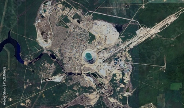 Obraz Mir Mine, Russia: High-Resolution Aerial View Highlighting Environmental Impact