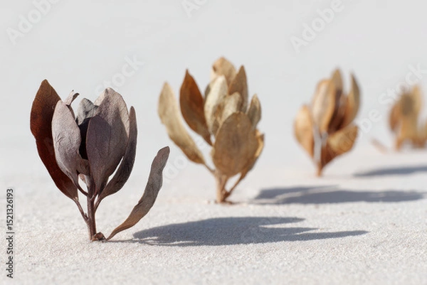 Fototapeta striking scene depicting shadows cast by dried plants on clean ultrabright background