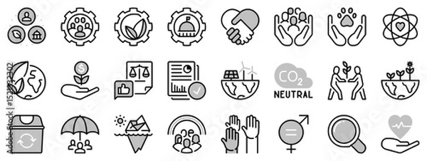 Fototapeta Icons in two tones about Environmental Social Governance.