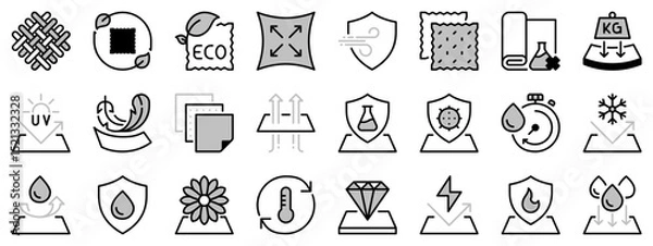 Fototapeta Icons in two tones about fabric features