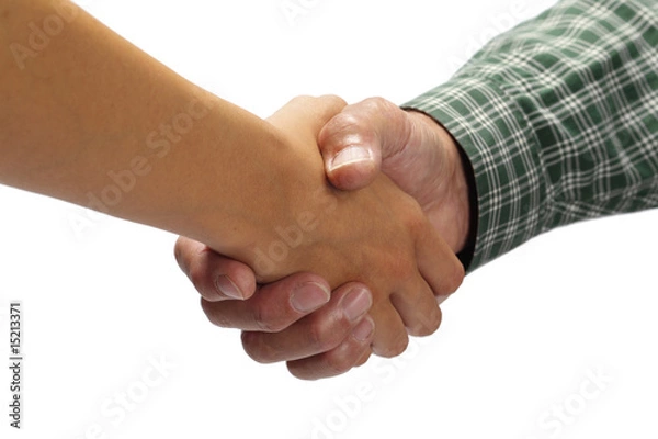 Obraz Isolated nurse and patient handshake