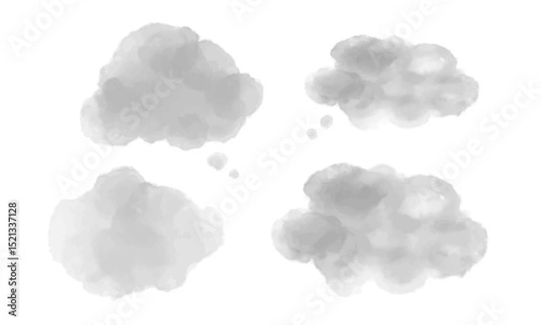 Obraz 手書きのもやもや・不安の水彩風吹き出しフレームセット (ベクター・こんなお悩みありませんか)