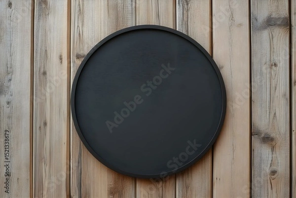 Fototapeta Close-Up Circle Black Blank Empty Mockup of Street Sign for Urban Advertising Display