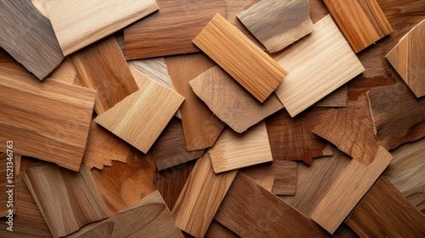 Fototapeta A collection of diverse wood samples showcasing various textures, colors, and finishes that highlight the natural beauty and diversity of wood materials.