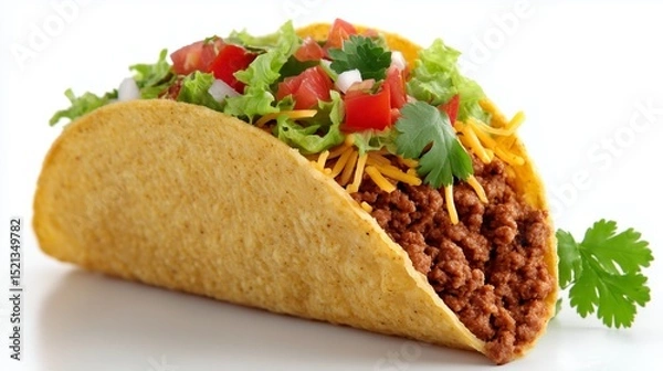 Fototapeta Vegetarian taco with lettuce tomatoes and crispy shell. AI generated