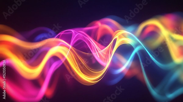 Fototapeta Abstract illustration in 3D of sound waves in dark blue and rose tones. for use in illustrations, backgrounds and design	
