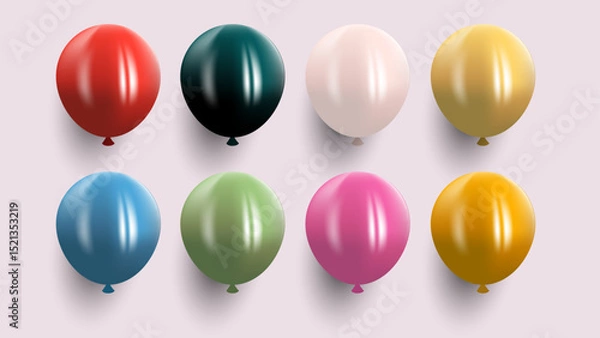 Obraz 3d colorful balloons isolated set for birthday card, event banner, celebration moment.