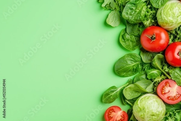 Obraz Colorful salad with vibrant ingredients in a minimalistic style, perfect for food presentations or healthy recipes.