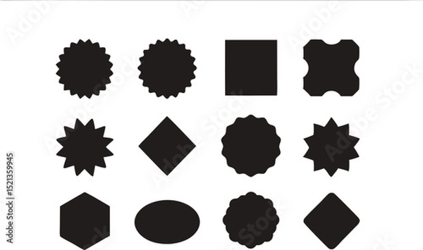 Fototapeta Collection of black graphic shapes perfect for design elements.