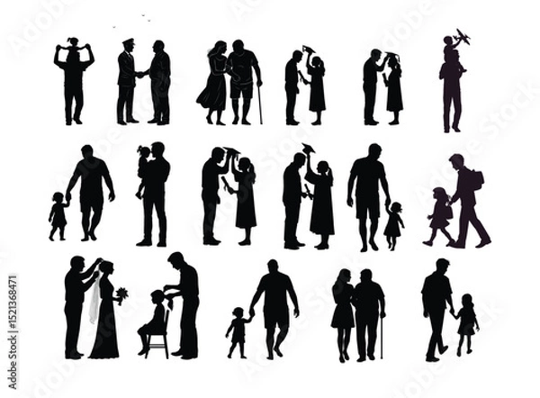 Fototapeta  Silhouette Timeline of Father and Daughter’s Life Journey