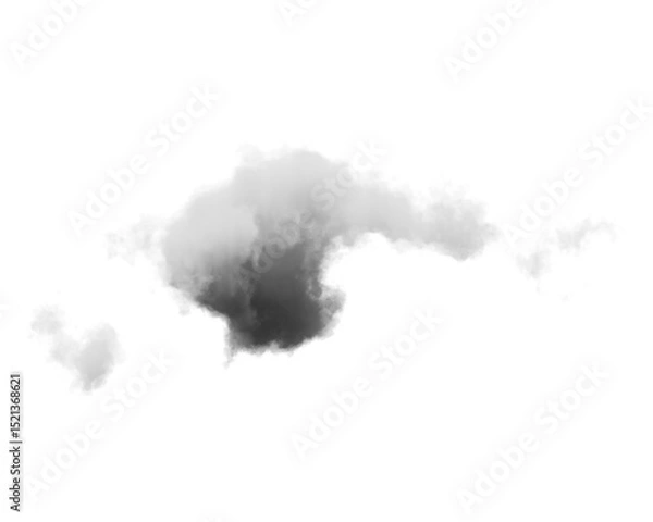 Fototapeta Cutout clean white cloud transparent backgrounds special effect 3d illustration single white cloud