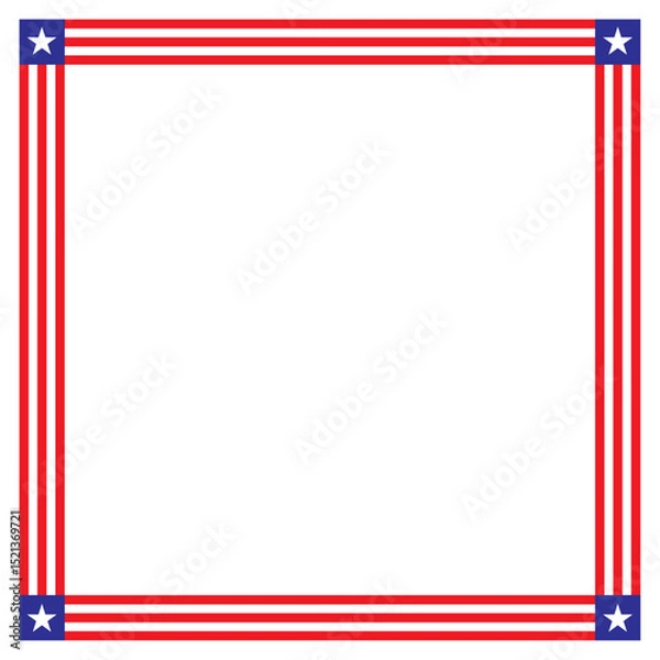 Fototapeta fourth of July square frame. vector illustration