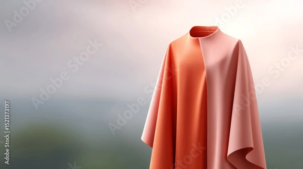 Fototapeta Elegant robe with intricate folds, beautiful fabric cascade in light